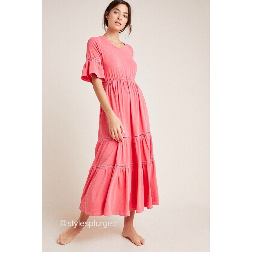 EUC ANTHRO x Sundry Coral Tiered Maxi Dress size 1 (small)